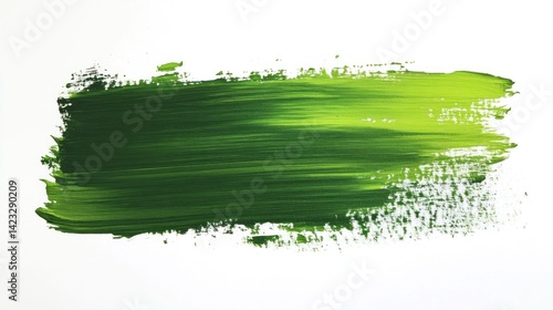 Green paint stroke on white background