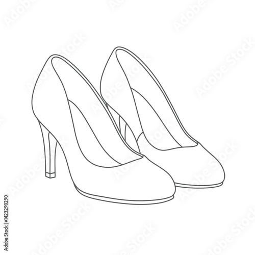 Various shoes in different styles and colors displayed in rows on a blue background. Concept of fashion shoes. Vector illustration