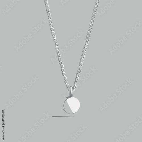 Minimalist silver pendant necklace on light background