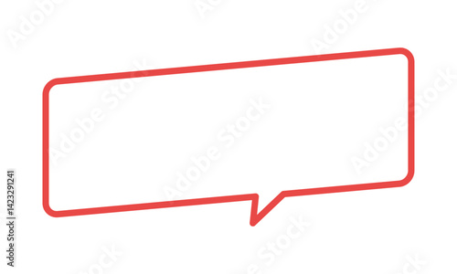 シンプルでおしゃれな斜めに傾いた横長の長方形の吹き出し - 赤い線に白い背景のフレーム素材