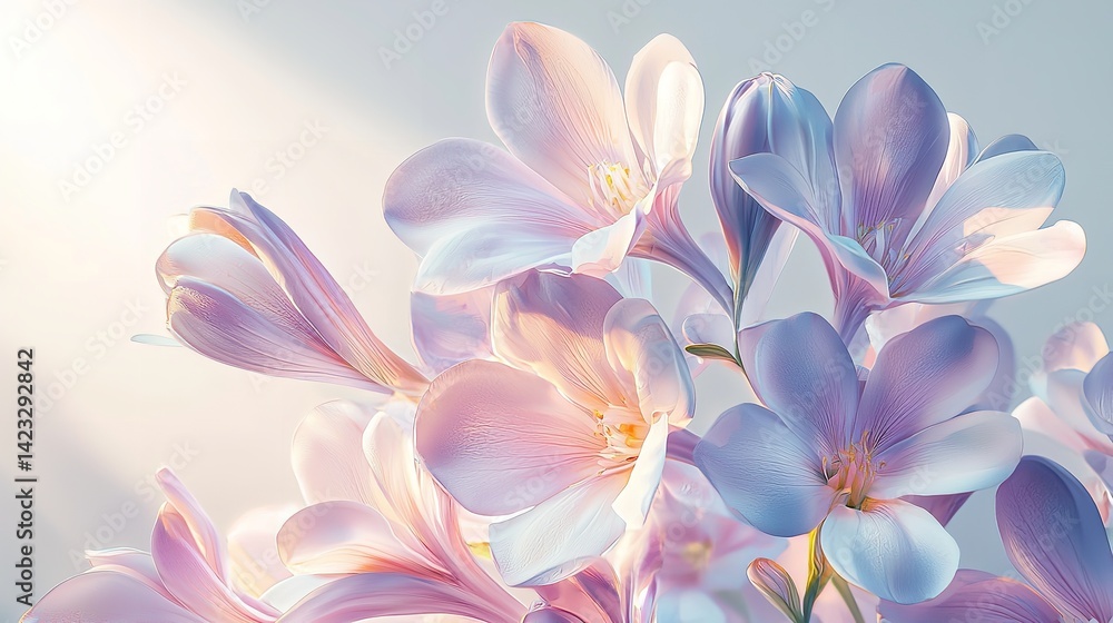 Fototapeta premium A Close-Up of a 3D Floral Wall Mural Capturing the Detailed Texture and Vibrant Colors of the Flowers