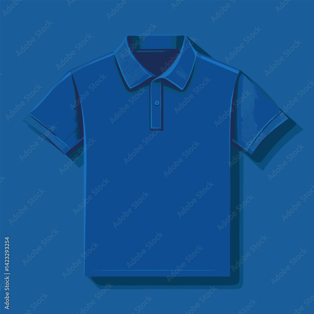 Classic blue polo shirt design on solid background Classic blue polo shirt design on solid background
