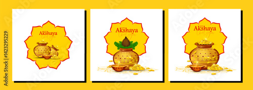 Vector Illustration of Happy Akshaya Tritiya. vector set