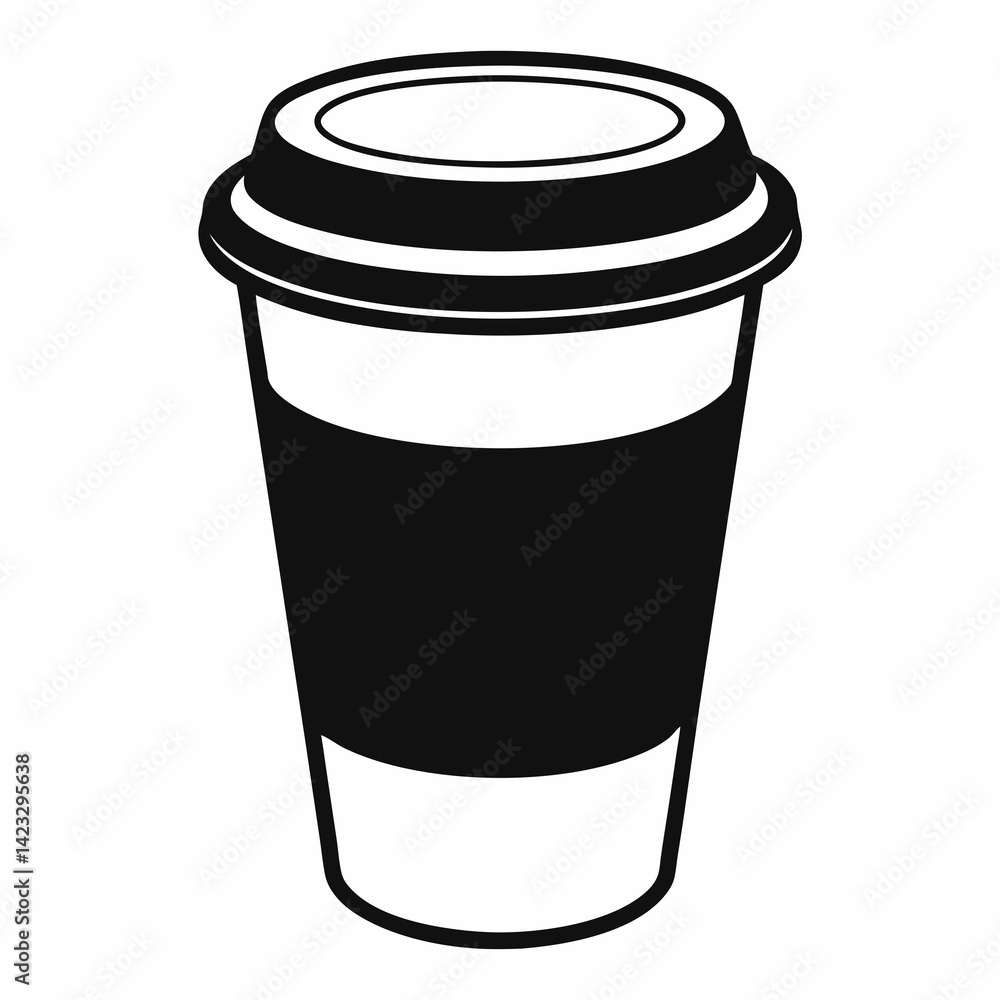 A clean, minimalist black outline vector illustration of a coffee cup A clean, minimalist black outline vector illustration of a coffee cup