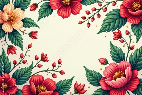 Intricate floral motif seamlessly repeating across the surface , flowers, pattern