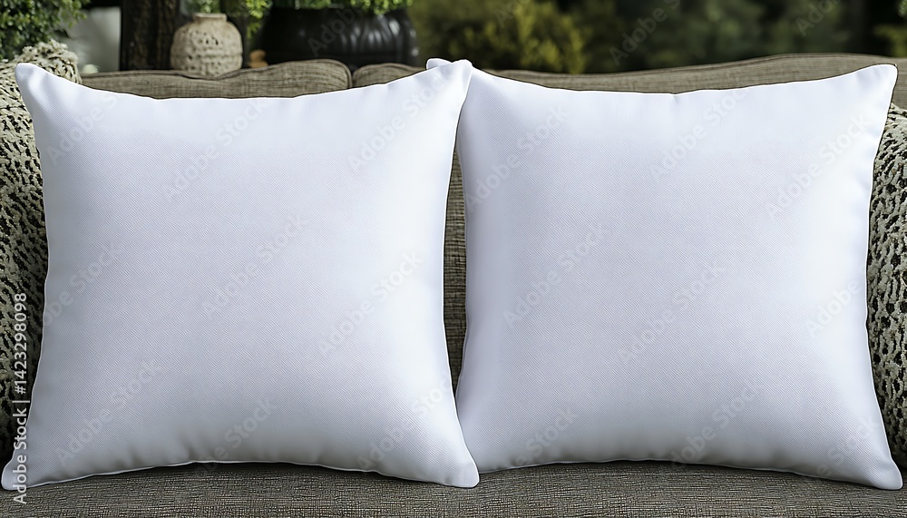 White Pillows on Sofa Outdoors