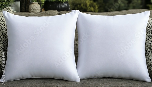 White Pillows on Sofa Outdoors