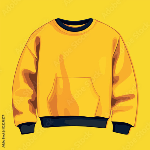 Yellow sweatshirt with black accents on bold yellow background