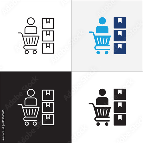 Consumer icon. online shopping user buyer icon. Shopper symbol. Customer sign. Icon symbol suitable for self service store, customer, buy. Vector  illustration