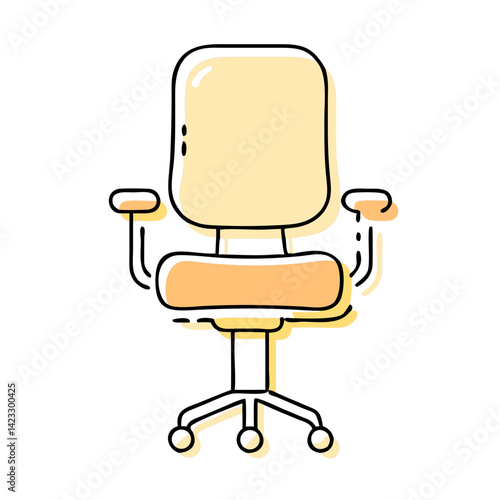 Office chair illustration in modern style with yellow accents  