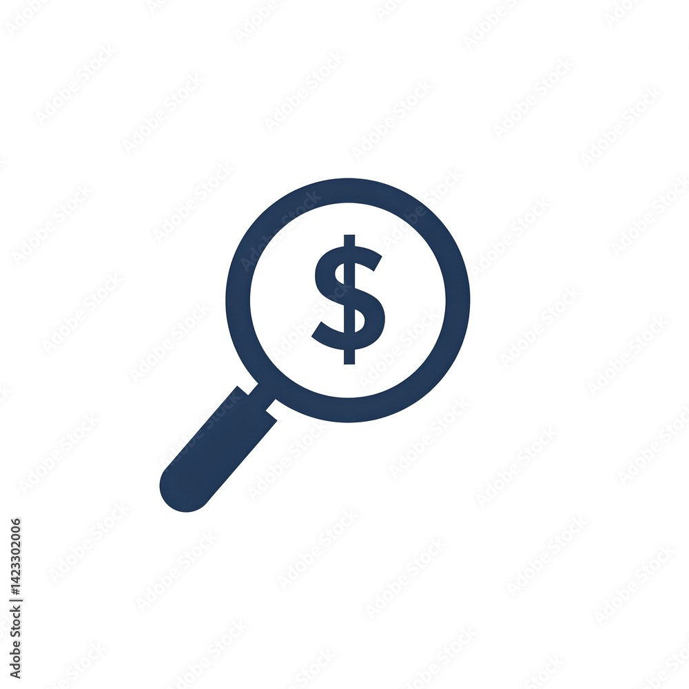 Magnifying Glass with Dollar Sign Icon Searching for Financial Opportunities Investment Strategy Magnifying Glass with Dollar Sign Icon Searching for Financial Opportunities Investment Strategy