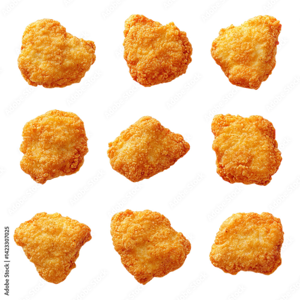 Isolated crispy chicken nuggets on black background perfect for food photography and menu design use cases on transparent background Isolated crispy chicken nuggets on black background perfect for food photography and menu design use cases on transparent background