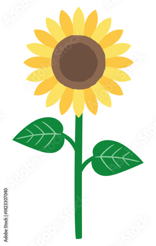 かわいいひまわりの花のベクターイラスト。素材、向日葵、夏