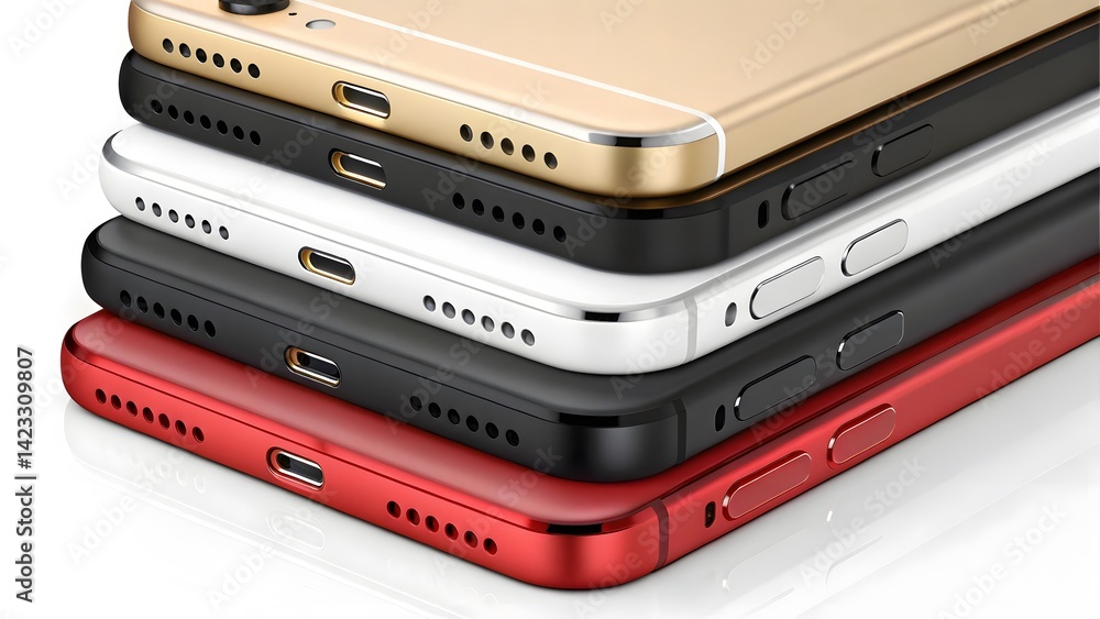 Stacked Smartphones in Multiple Colors with Sleek Modern Design V1 Stacked Smartphones in Multiple Colors with Sleek Modern Design V1