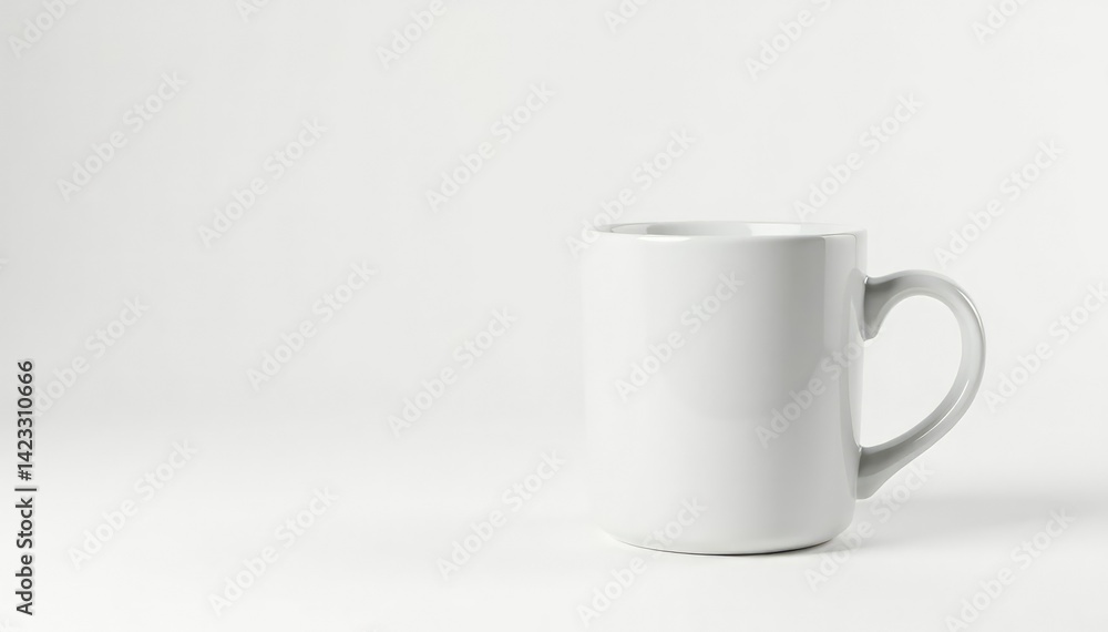 Fototapeta premium One white ceramic mug isolated on white backdrop, home, mug