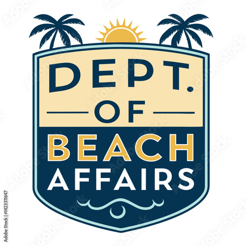 Beach Affairs Department Emblem in Tropical Colors  