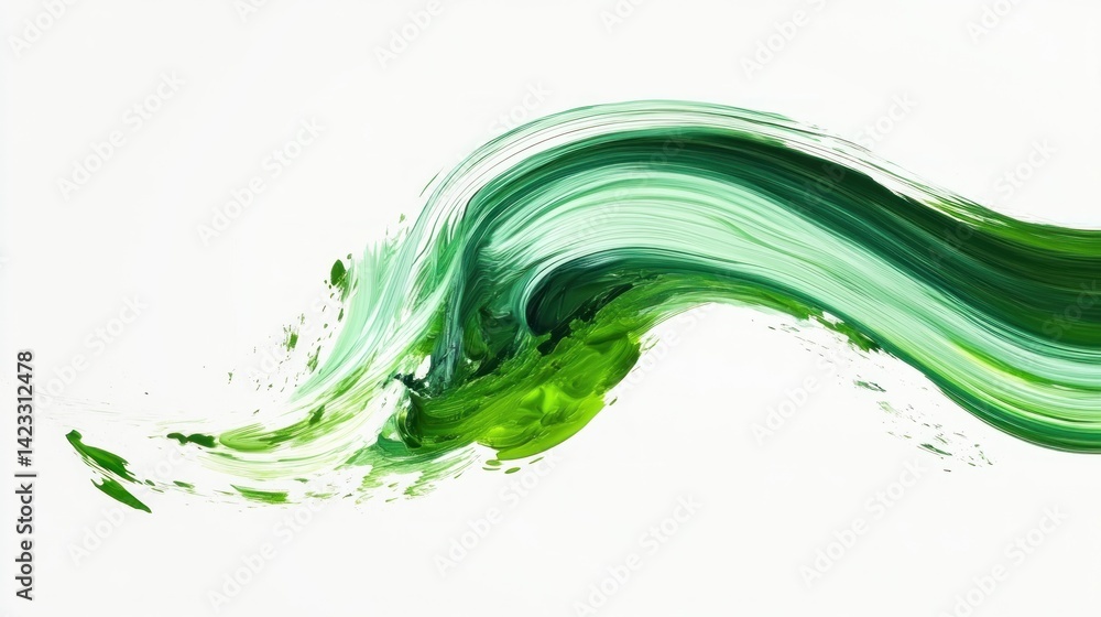 Abstract green paint stroke on white background Abstract green paint stroke on white background
