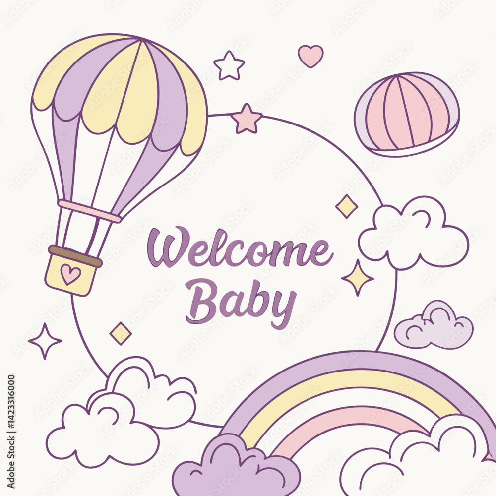 Pastel Balloon Fantasy Scene for Baby Shower Celebration Pastel Balloon Fantasy Scene for Baby Shower Celebration