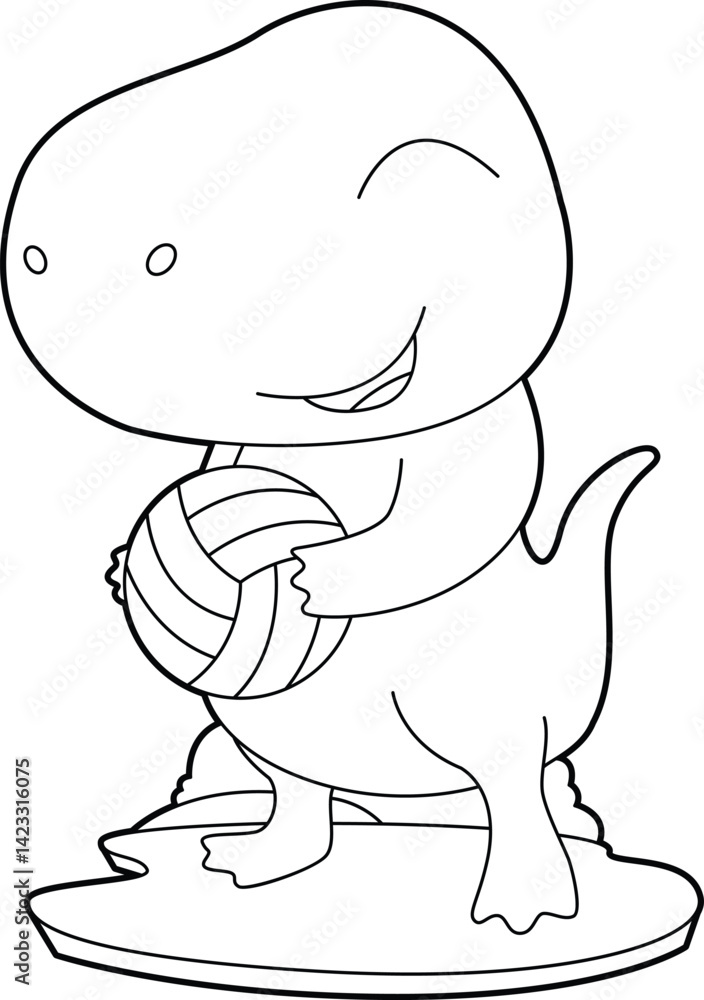 Obraz premium Dinosaur Volleyball player Volleyball Animal Vector Graphic Art Illustration
