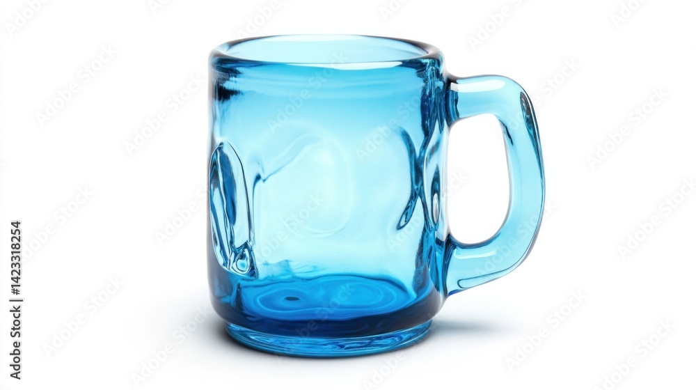 Blue glass mug with textured surface Blue glass mug with textured surface
