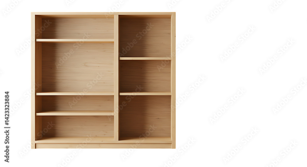 A simple, light oak bookcase offering versatile storage solutions for any room, with clean lines and a minimalist aesthetic. A simple, light oak bookcase offering versatile storage solutions for any room, with clean lines and a minimalist aesthetic.