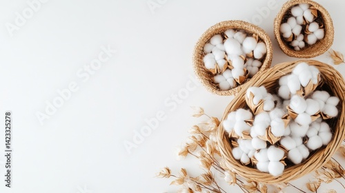 Wallpaper Mural Cotton Bolls in Baskets on White Background Torontodigital.ca