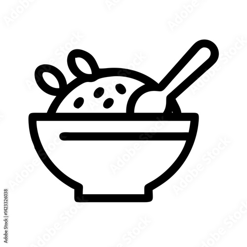 Bowl with Spoons and Grains Icon Design