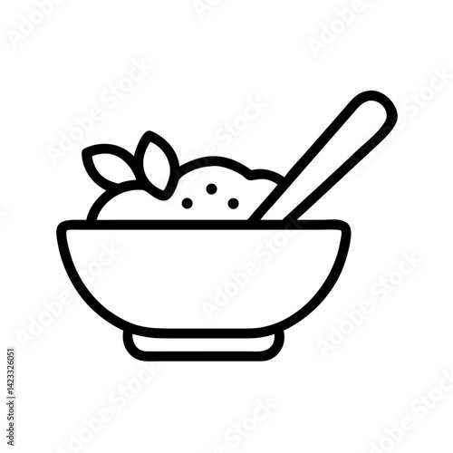 Bowl with Spoons and Grains Icon Design