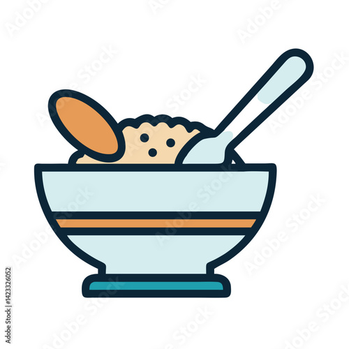 Bowl with Spoons and Grains Icon Design
