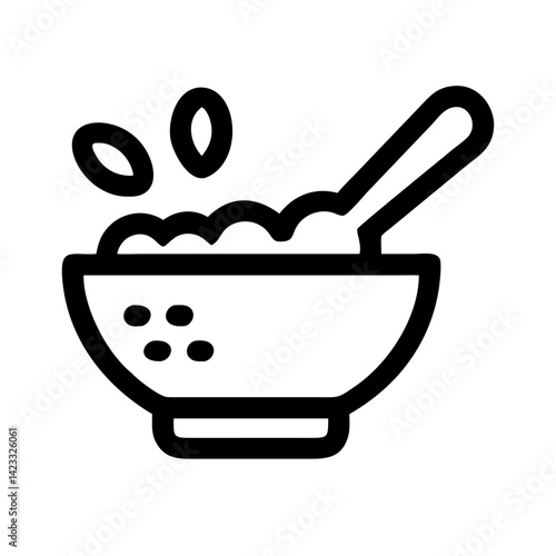 Bowl with Spoons and Grains Icon Design