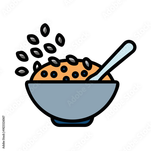 Bowl with Spoons and Grains Icon Design