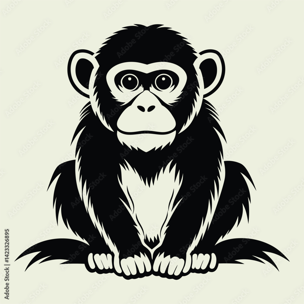 Fototapeta premium Silhouettes Set of Monkey, Wildlife