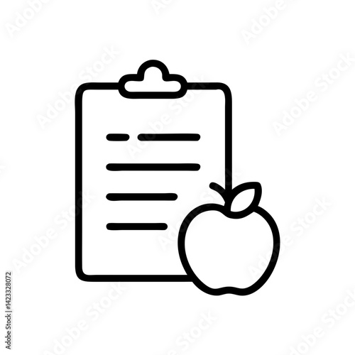 Clipboard with Apple for Diet Plan Icon Design