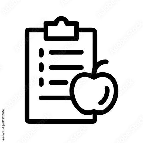 Clipboard with Apple for Diet Plan Icon Design