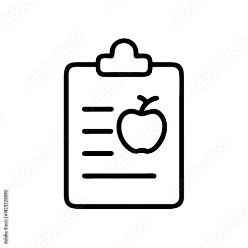 Clipboard with Apple for Diet Plan Icon Design
