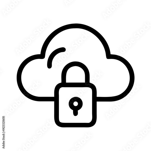 Cloud Storage with Lock Symbol Icon Design