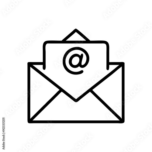 Email Envelope with @ Symbol Icon Design