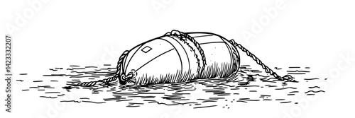 floating buoy on water hand drawn nautical vector illustration