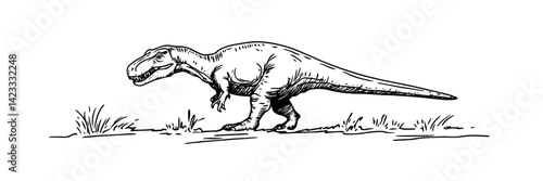 carnivorous dinosaur hand drawn prehistoric predator vector