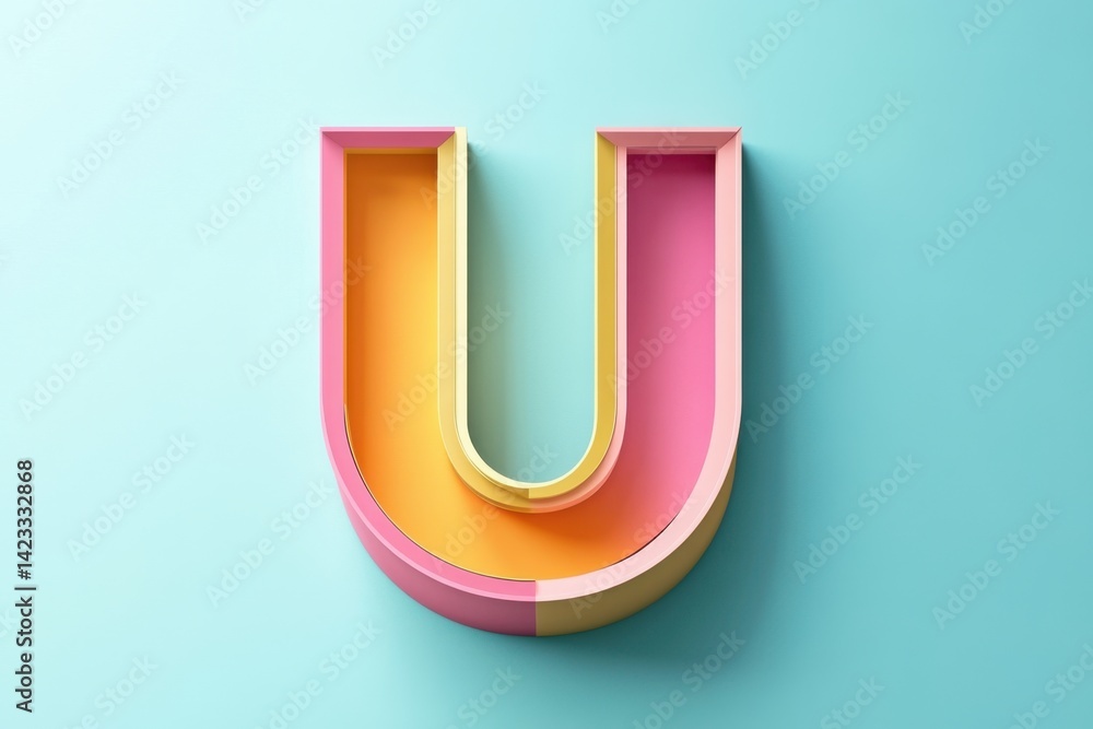 The letter U is made of three different colors The letter U is made of three different colors