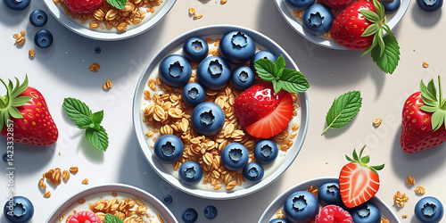 Wallpaper Mural Fresh Yogurt with Blueberries Strawberries and Granola

 Torontodigital.ca