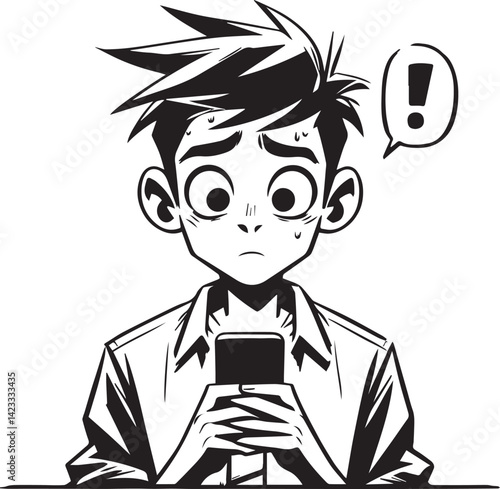 boy reading a book on phone