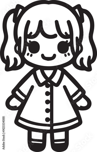 vector illustration of cartoon doll