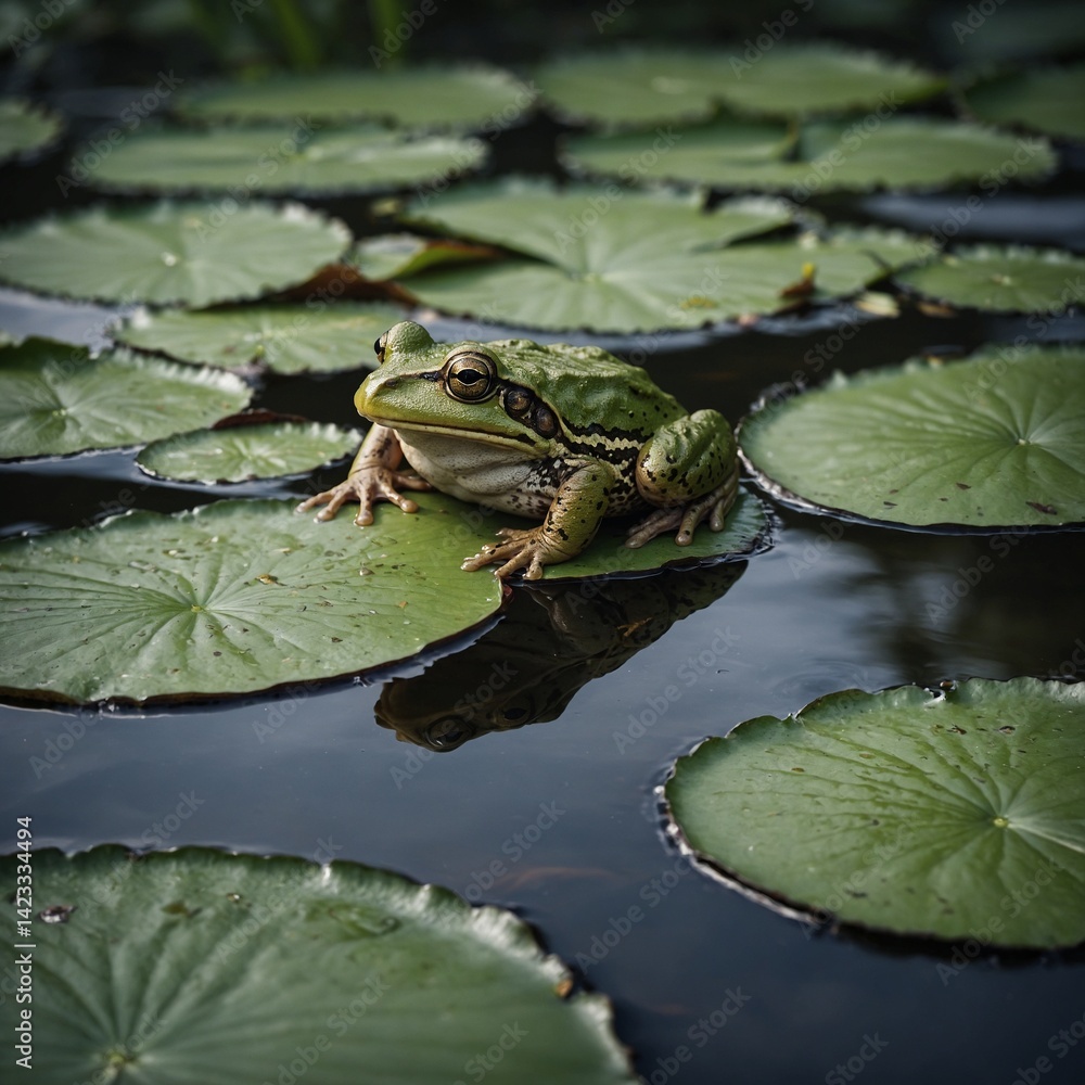 Frog Sitting on a Lily Pad Frog Sitting on a Lily Pad