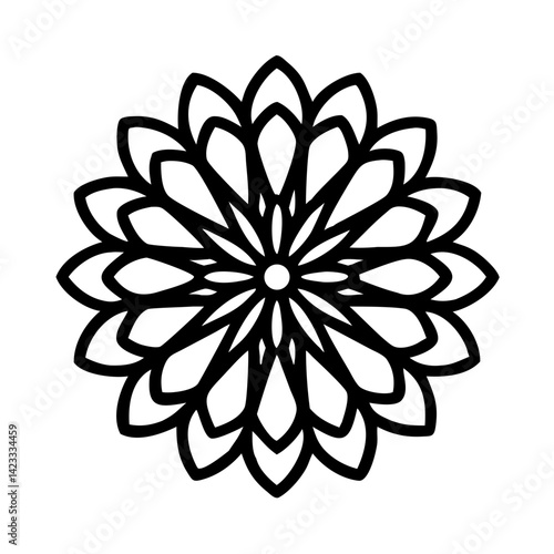 Floral Mandala with Layered Petals Icon Design