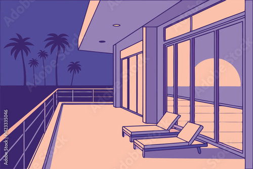 Modern Balcony with Ocean View Tranquil Beachfront Escape