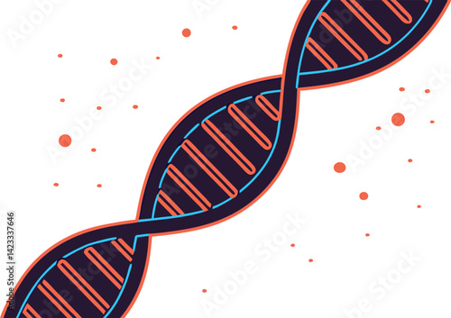 Stylized DNA Helix Vibrant Genetic Science Illustration