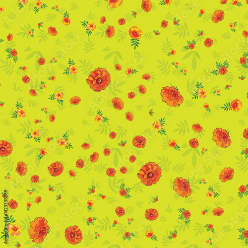 Seamless floral pattern design (Lite green)