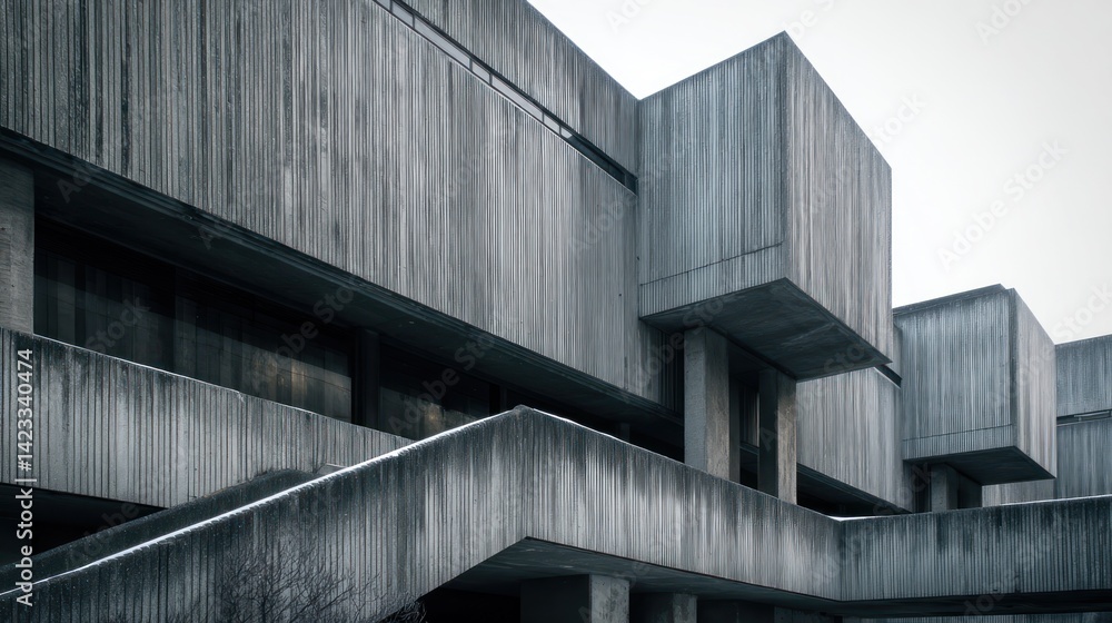 Fototapeta premium Brutalist concrete building exterior
