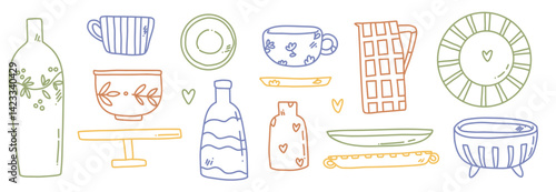 set with ceramic dishes